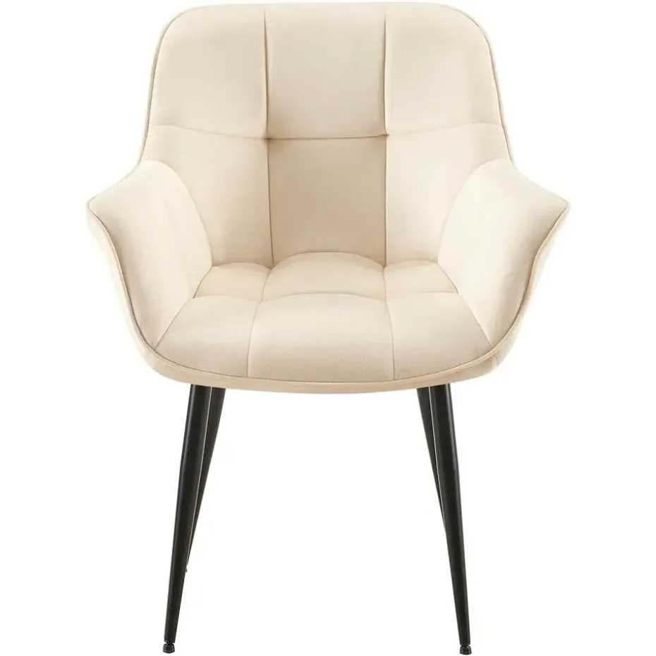 CLP Eetkamerstoel Roseville zwart Frame - Fluweel - creme