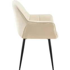 CLP Eetkamerstoel Roseville zwart Frame - Fluweel - creme