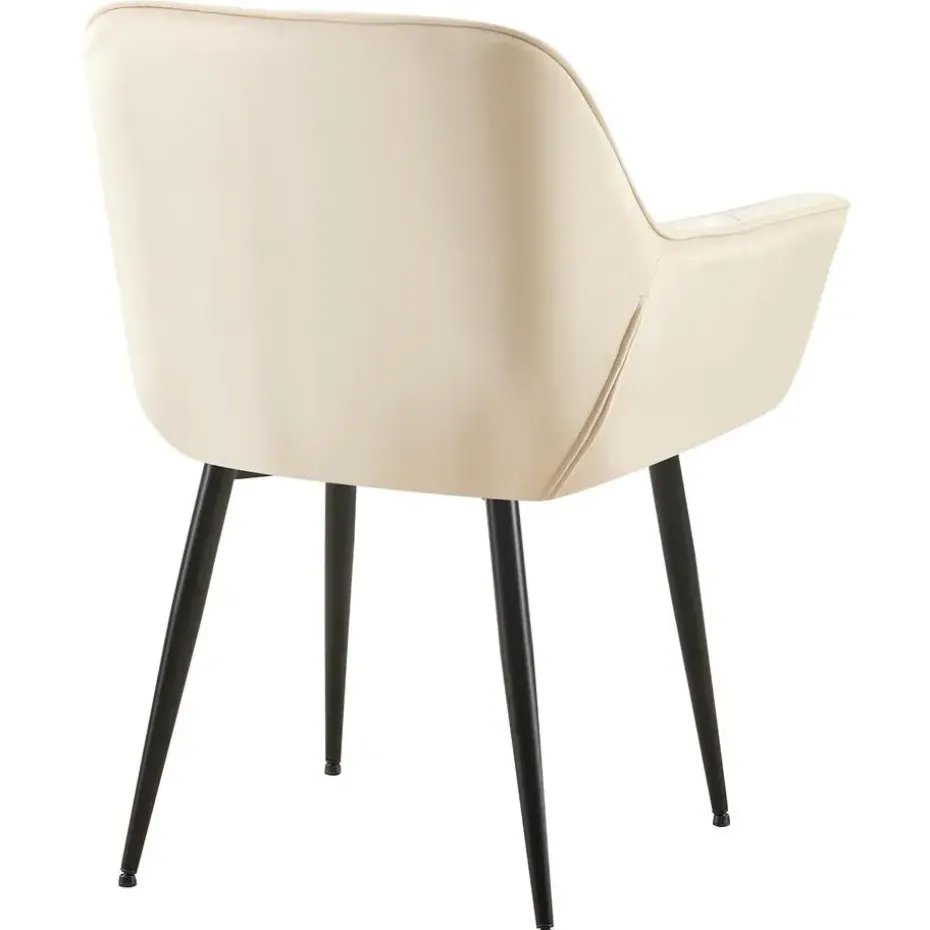 CLP Eetkamerstoel Roseville zwart Frame - Fluweel - creme