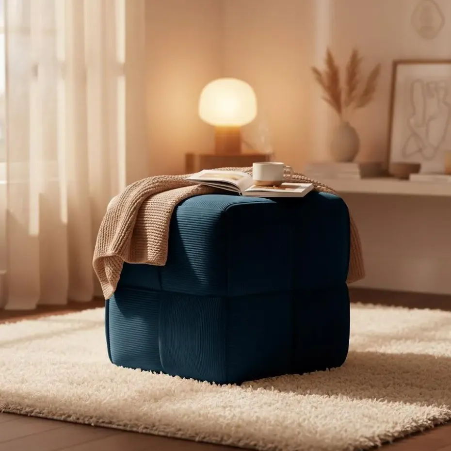 CLP Hocker Forinta Ribstof - donkerblauw