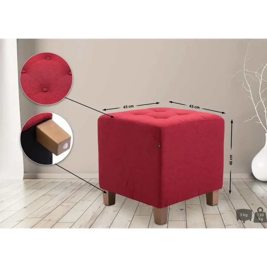 CLP Hocker Pharao antiek licht Frame - Stof - rood
