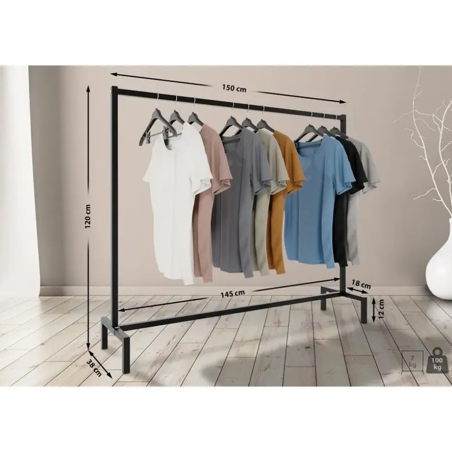 CLP Kledingrek Melva 120x150x38 cm - zwart