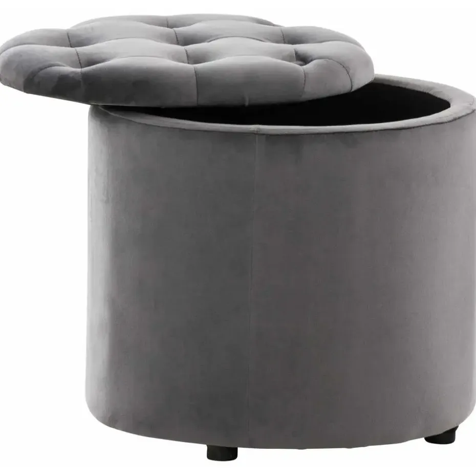 CLP Poef Pantin zwart Frame - Fluweel - grijs