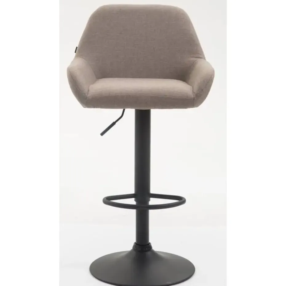 CLP Set van 2 Barkruk Braga zwart Frame - Stof - taupe