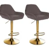 CLP Set van 2 Barkruk Braga goud Frame - Stof - bruin