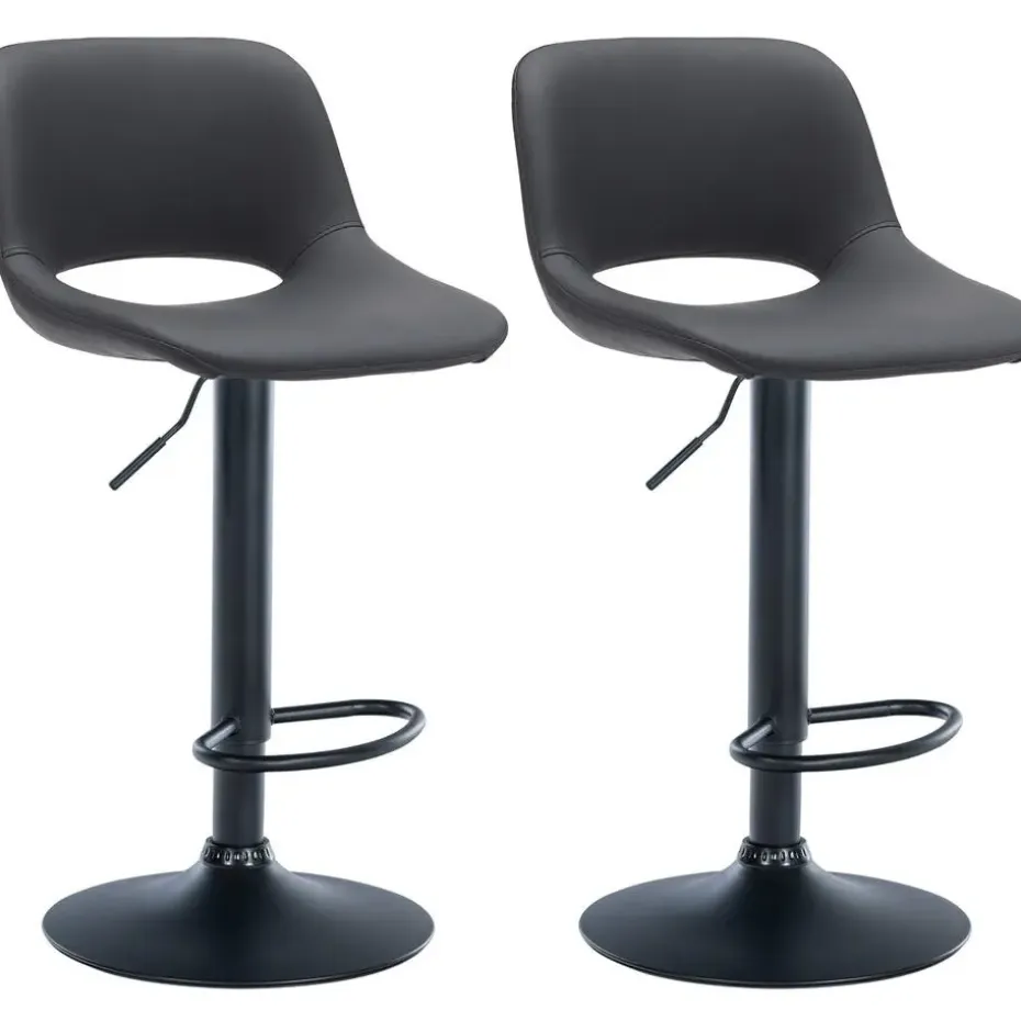 CLP Set van 2 Barkruk Camden mat zwart Frame - Kunstleer - zwart