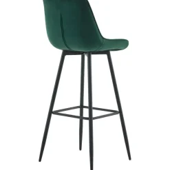 CLP Set van 2 Barkruk Dartford mat zwart Frame - Fluweel - groen