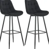 CLP Set van 2 Barkruk Dartford mat zwart Frame - Fluweel - zwart