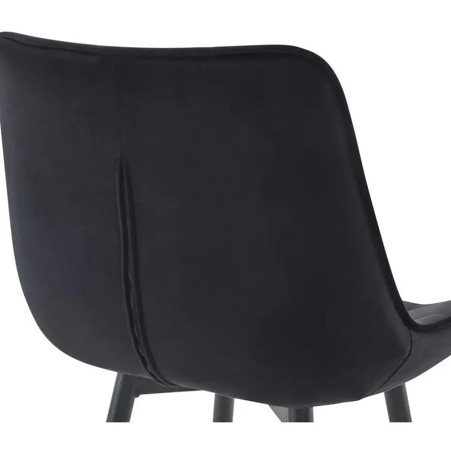 CLP Set van 2 Barkruk Dartford mat zwart Frame - Fluweel - zwart