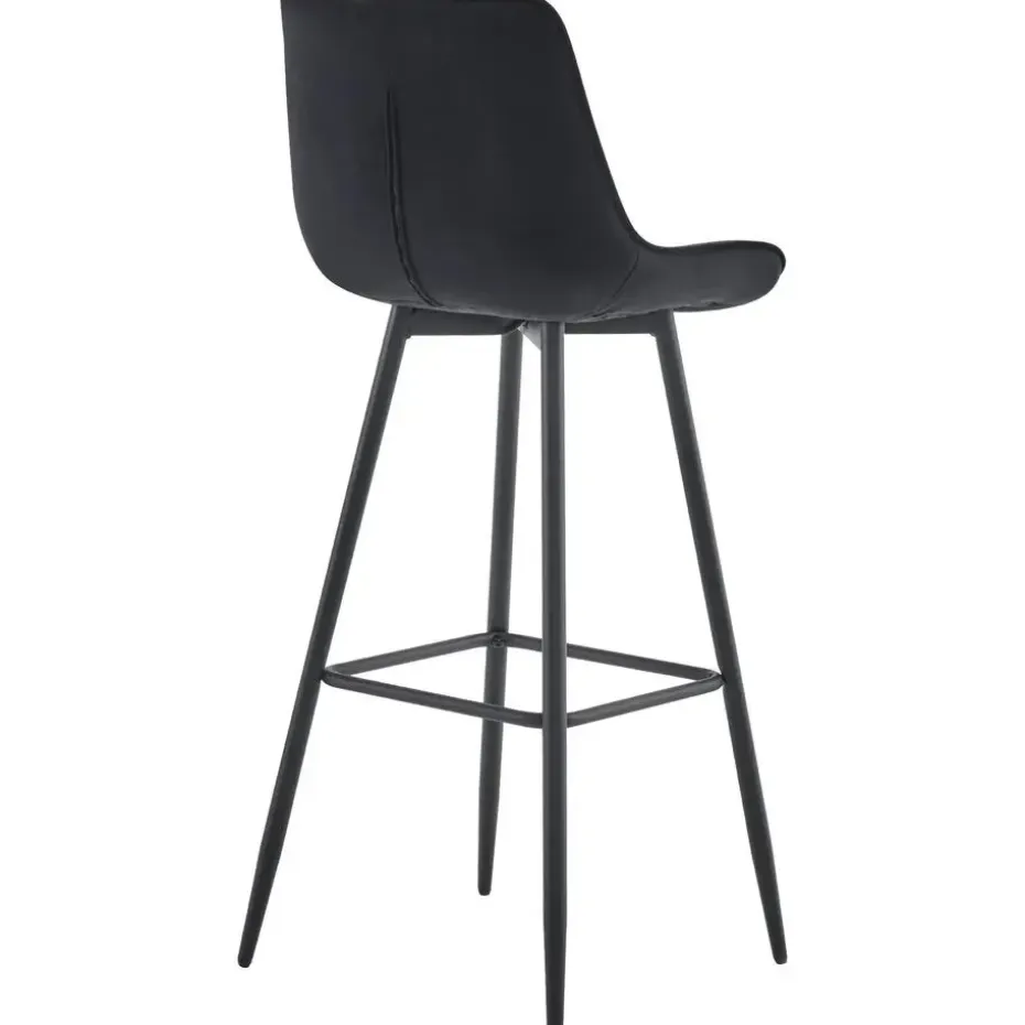 CLP Set van 2 Barkruk Dartford mat zwart Frame - Fluweel - zwart