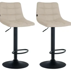 CLP Set van 2 Barkruk Jerry zwart Frame - Stof - creme