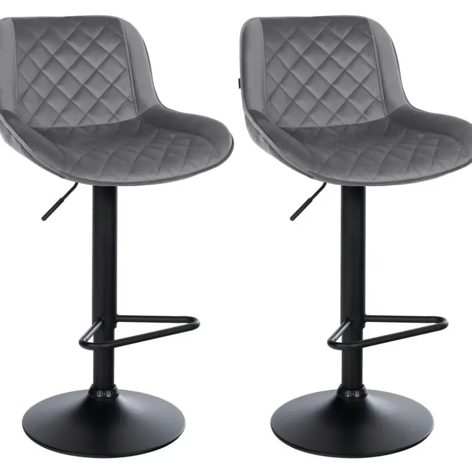 CLP Set van 2 Barkruk Kasson zwart Frame - Fluweel - donkergrijs