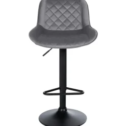 CLP Set van 2 Barkruk Kasson zwart Frame - Fluweel - donkergrijs