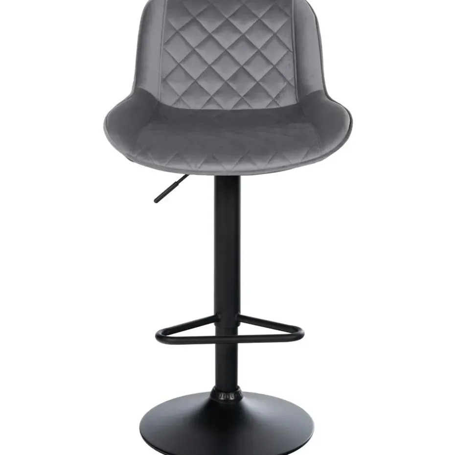 CLP Set van 2 Barkruk Kasson zwart Frame - Fluweel - donkergrijs