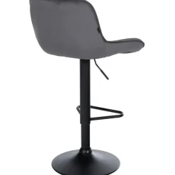 CLP Set van 2 Barkruk Kasson zwart Frame - Fluweel - donkergrijs