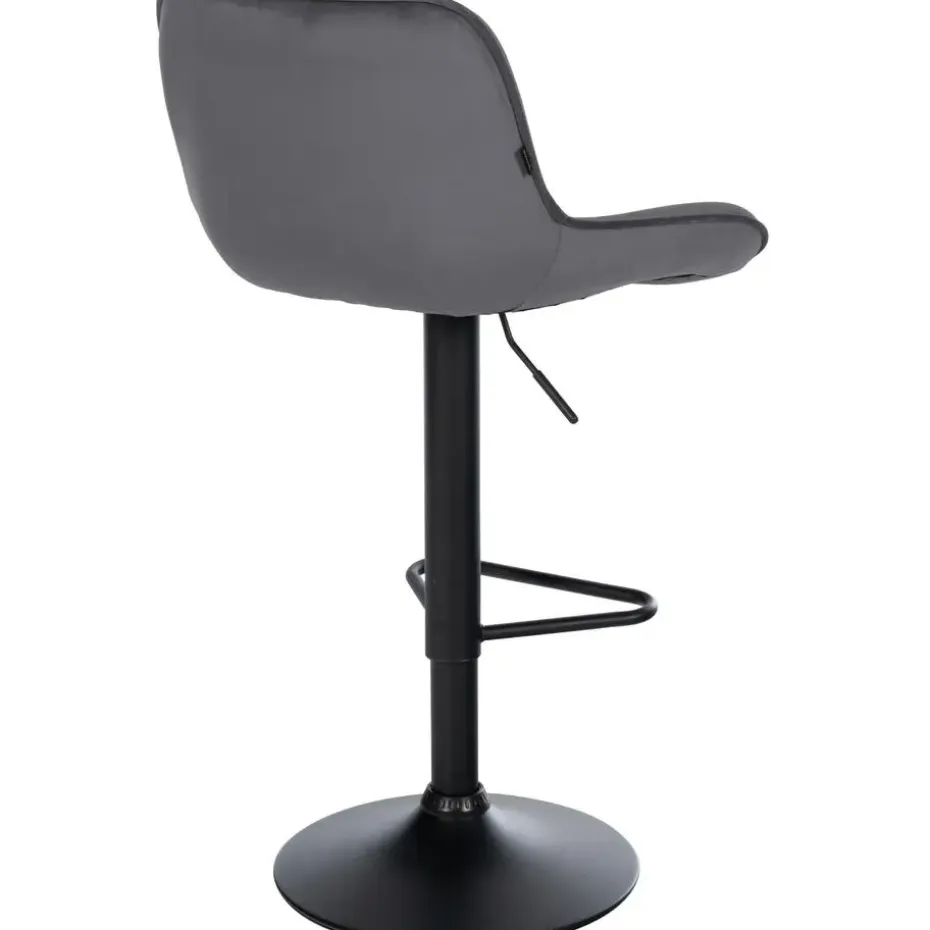 CLP Set van 2 Barkruk Kasson zwart Frame - Fluweel - donkergrijs