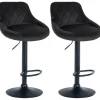 CLP Set van 2 Barkruk Lazio zwart Frame - Fluweel - zwart