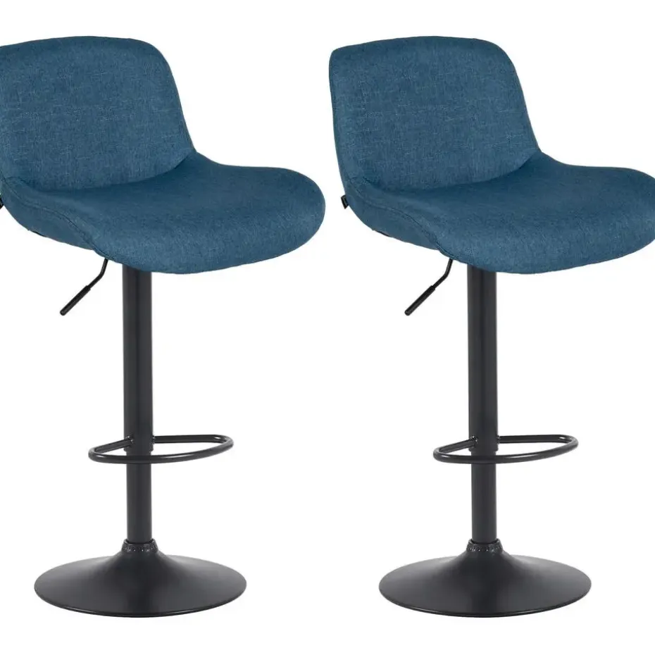 CLP Set van 2 Barkruk Solon mat zwart Frame - Stof - blauw