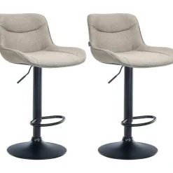 CLP Set van 2 Barkruk Vonore zwart Frame - Stof - taupe