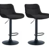CLP Set van 2 Barkruk Vonore zwart Frame - Stof - zwart