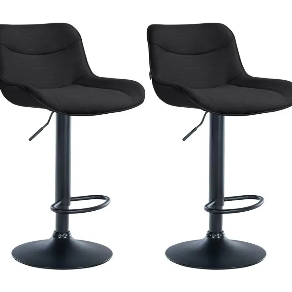 CLP Set van 2 Barkruk Vonore zwart Frame - Stof - zwart