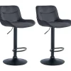 CLP Set van 2 Barkruk Vonore zwart Frame - Fluweel - zwart