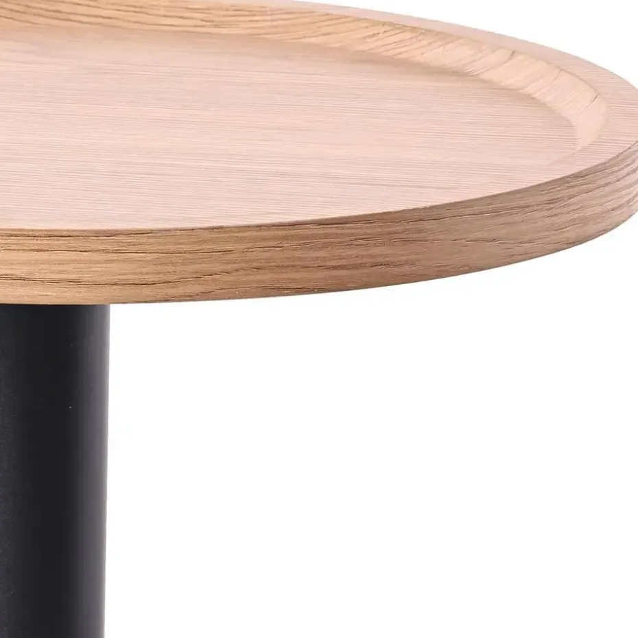 CLP Set van 2 Bijzettafel Aspen mat zwart Frame - Hout - natura