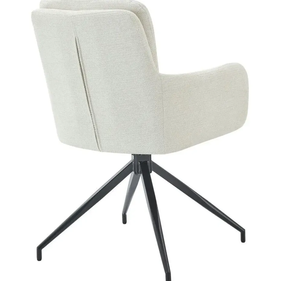 CLP Set van 2 Eetkamerstoel Pickett mat zwart Frame - Stof - creme