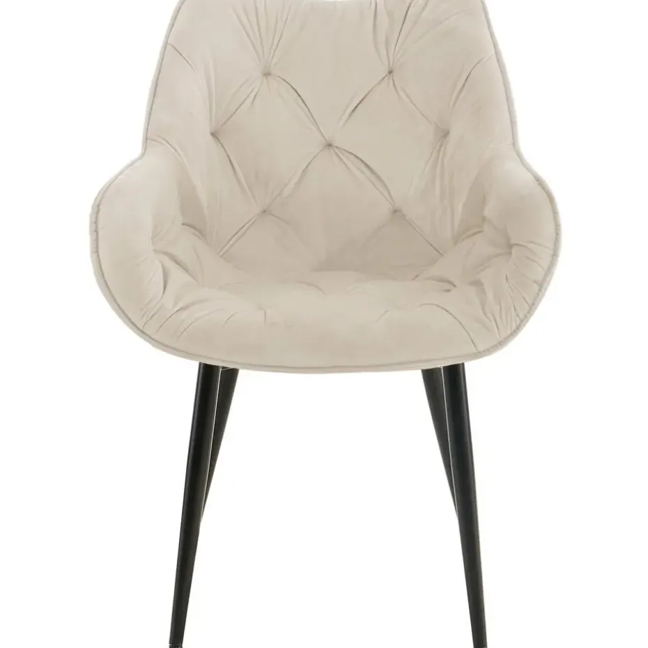 CLP Set van 4 Eetkamerstoel Tanna zwart Frame - Fluweel - creme