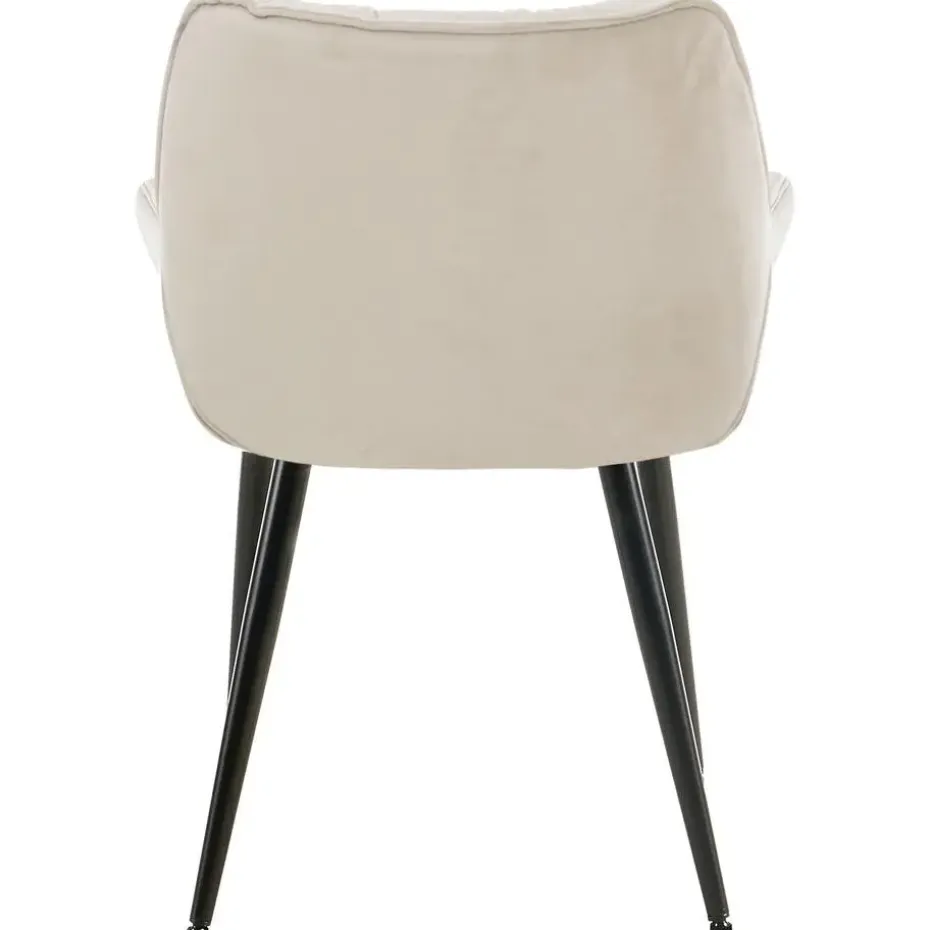 CLP Set van 4 Eetkamerstoel Tanna zwart Frame - Fluweel - creme