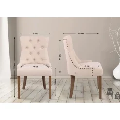 CLP Set van 2 Eetkamerstoel Aberdeen antiek licht Frame - Stof - creme