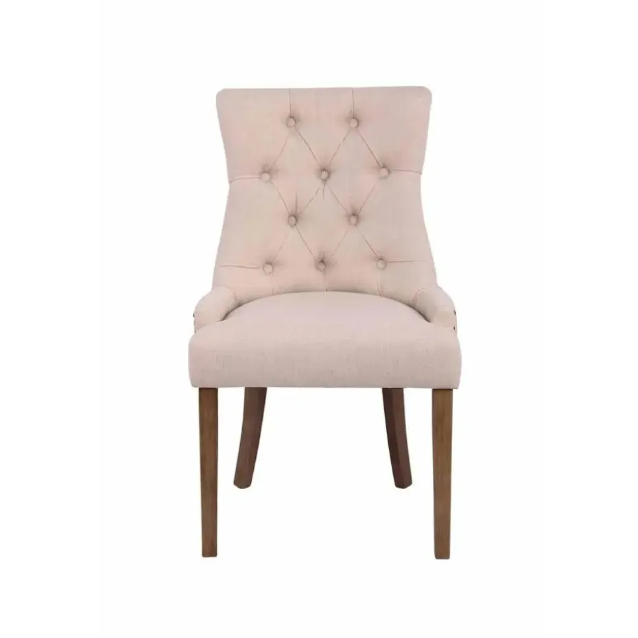 CLP Set van 2 Eetkamerstoel Aberdeen antiek licht Frame - Stof - creme