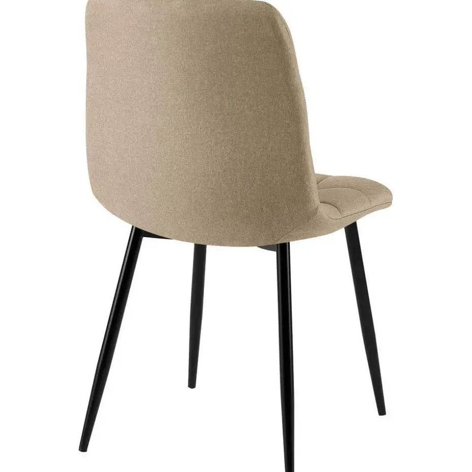 CLP Set van 4 Eetkamerstoel Antibes zwart Frame - Stof - taupe