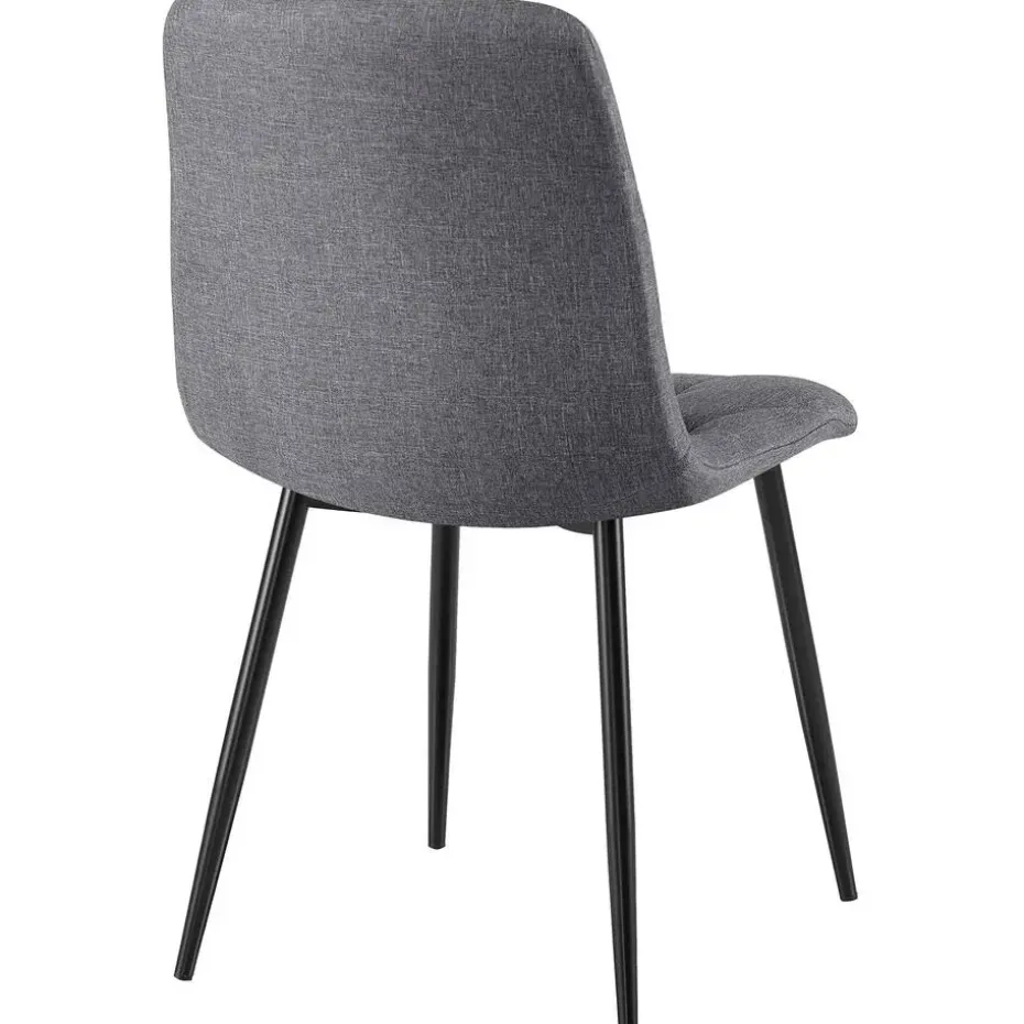 CLP Set van 2 Eetkamerstoel Clairton zwart Frame - Stof - donkergrijs