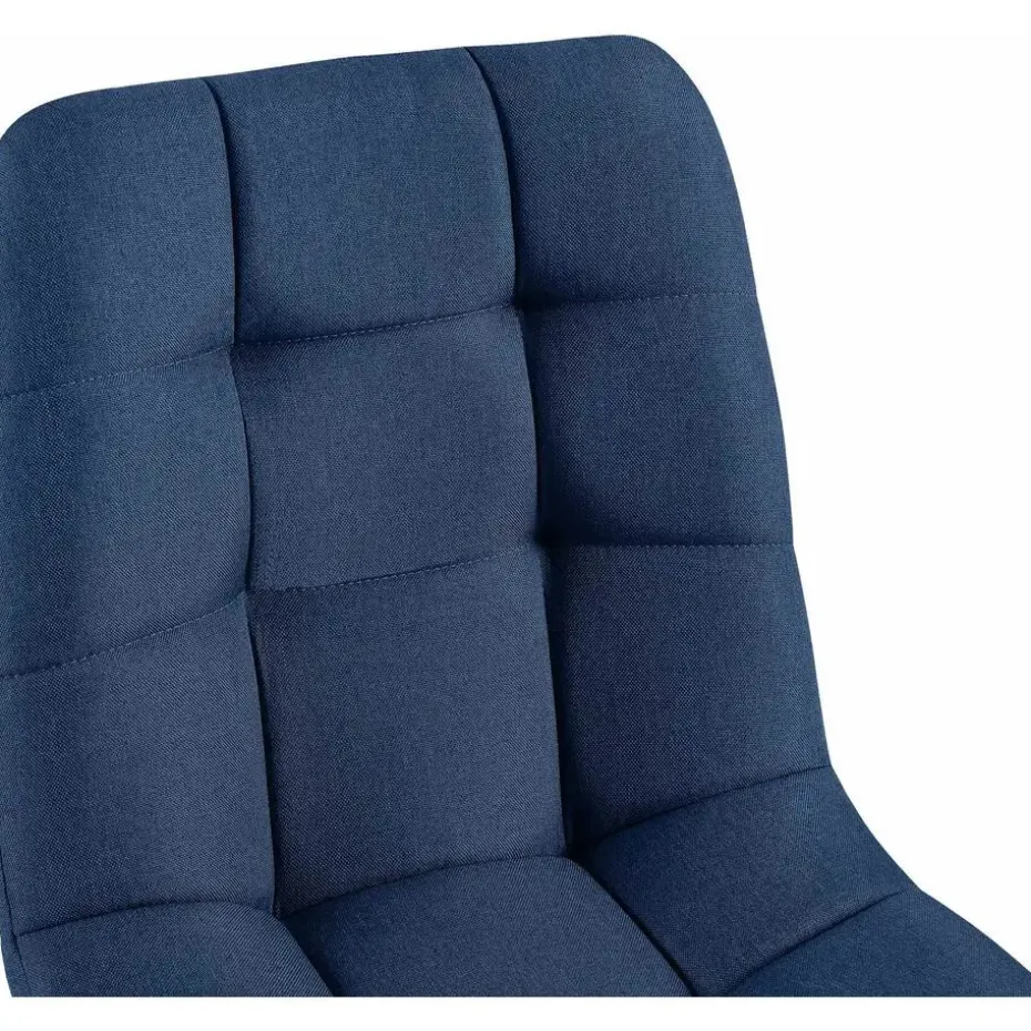 CLP Set van 4 Eetkamerstoel Antibes zwart Frame - Stof - blauw