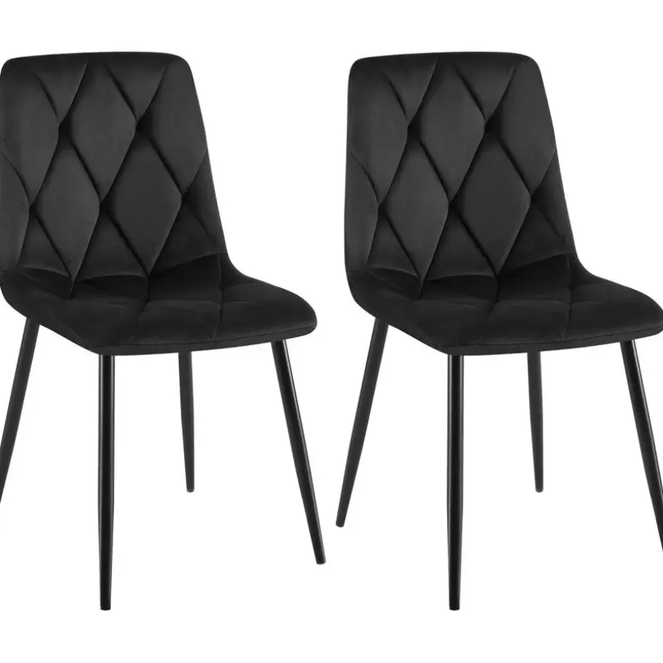 CLP Set van 2 Eetkamerstoel Clairton zwart Frame - Fluweel - zwart