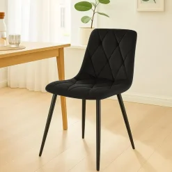 CLP Set van 2 Eetkamerstoel Clairton zwart Frame - Fluweel - zwart