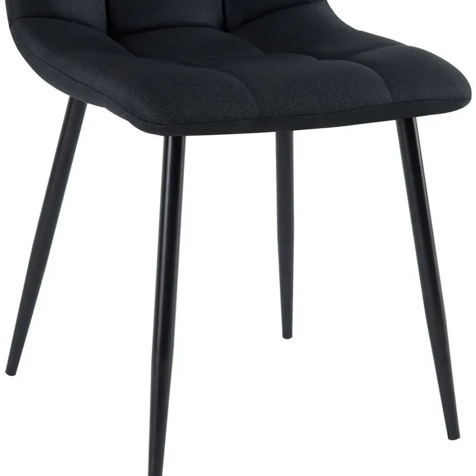 CLP Set van 4 Eetkamerstoel Antibes zwart Frame - Stof - zwart