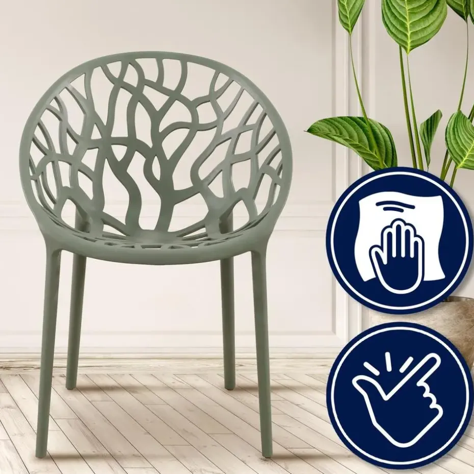 CLP Set van 2 Tuinstoel Hope Kunststof - olijf