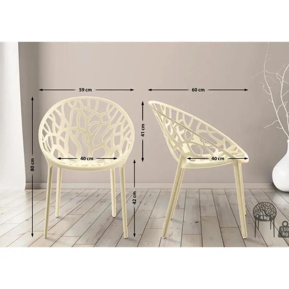 CLP Set van 4 Tuinstoel Hope Kunststof - creme