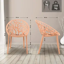 CLP Set van 2 Tuinstoel Hope Kunststof - perzik