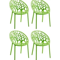 CLP Set van 4 Tuinstoel Hope Kunststof - groen