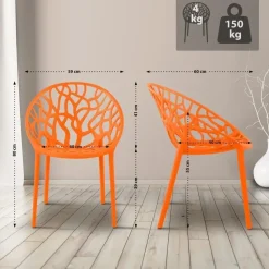 CLP Set van 4 Tuinstoel Hope Kunststof - oranje