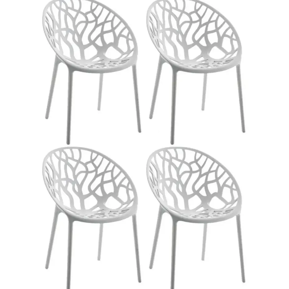 CLP Set van 4 Tuinstoel Hope Kunststof - licht grijs