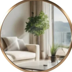 CLP Wandspiegel Elsie rond - Metaal - mat goud - 30cm
