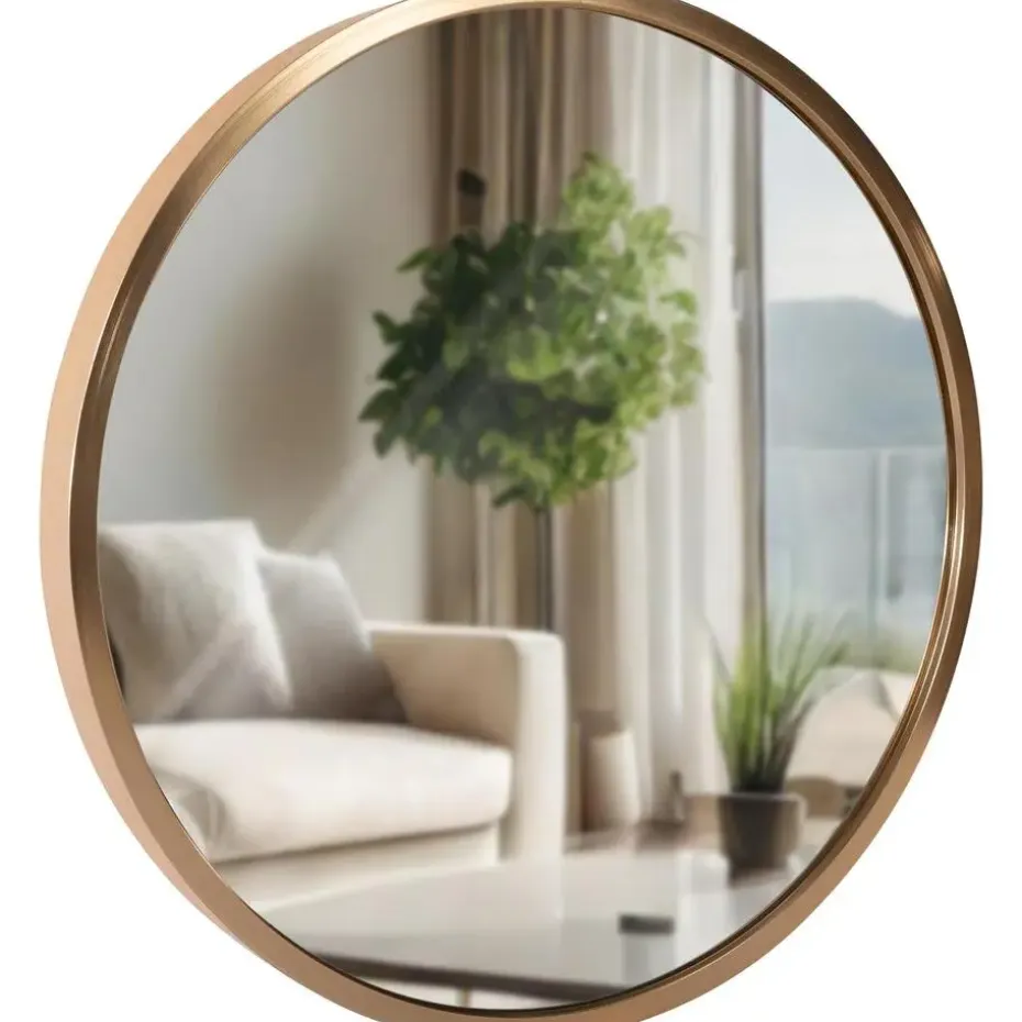 CLP Wandspiegel Elsie rond - Metaal - mat goud - 30cm