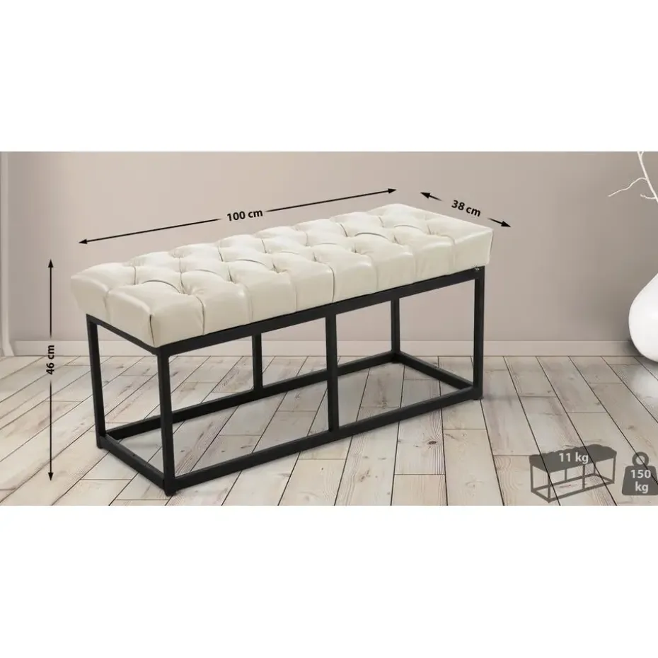 CLP 2-zits Bankje Amun 100 cm - creme