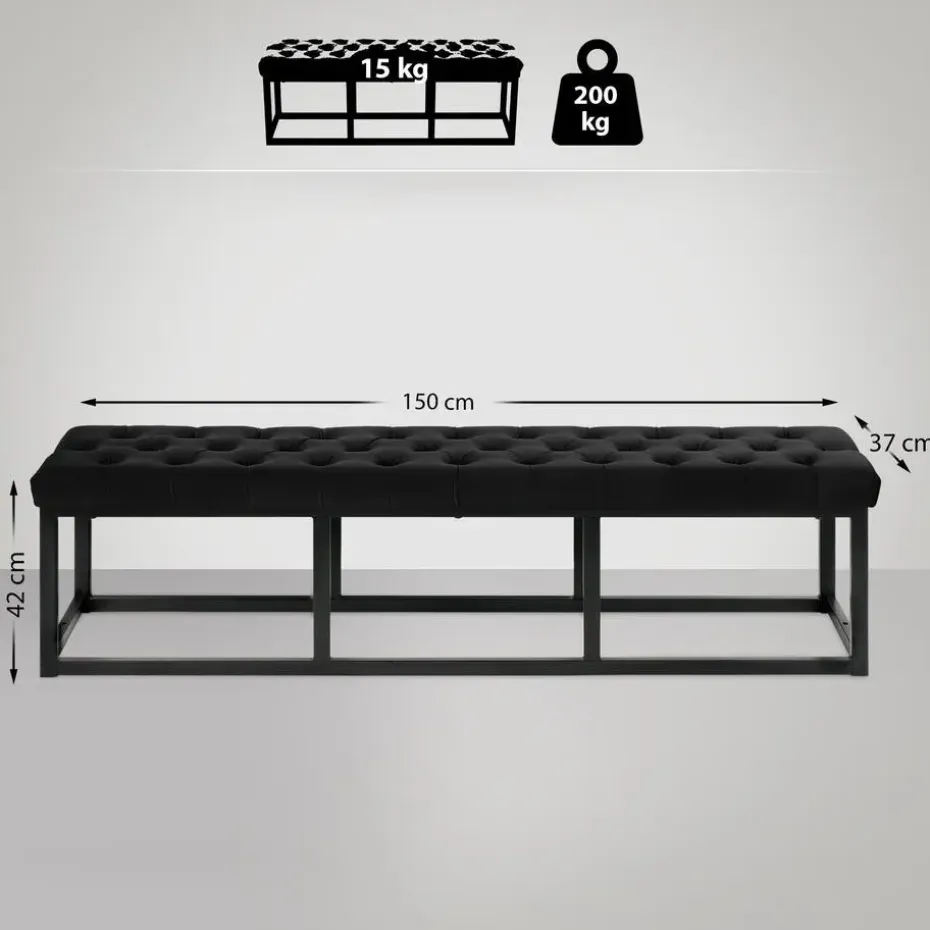 CLP 2-zits Bankje Polson 150 cm - zwart