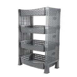 CM keuken opbergrek - 4-laags - grijs - kunststof - 65 x 41 x30cm