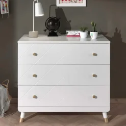 Commode Billy 100x57x89cm 3 lades - wit/goud
